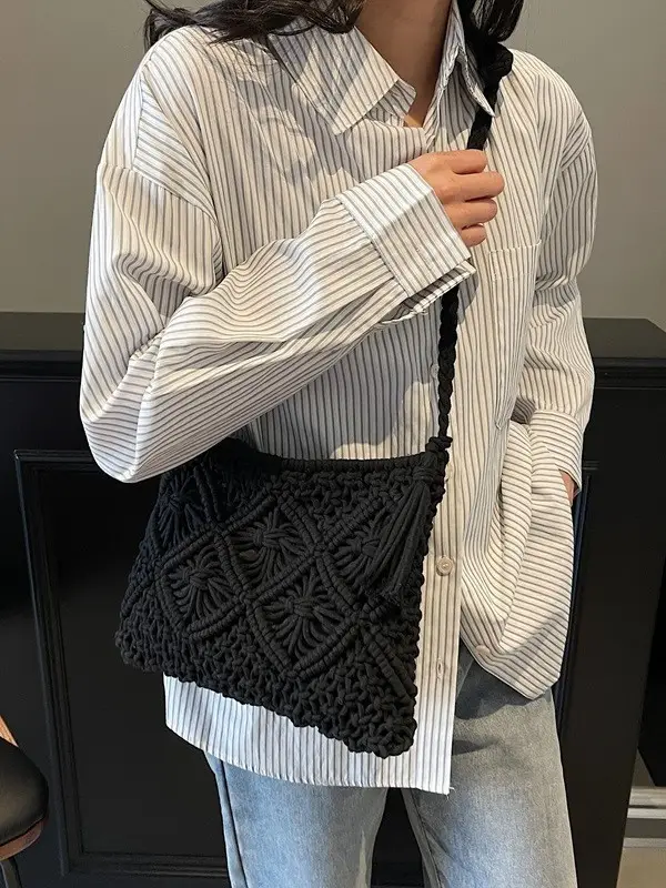 Women's White Woven Crossbody Bag Niche Design - Image 8