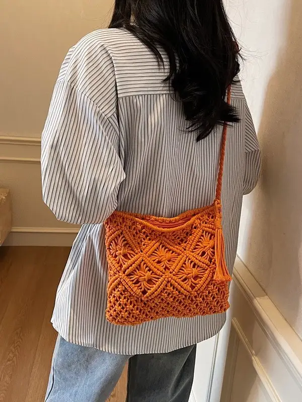 Women's White Woven Crossbody Bag Niche Design - Image 9