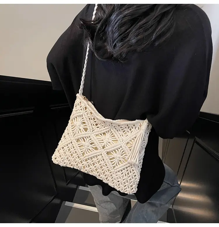 Women's White Woven Crossbody Bag Niche Design — feature 17