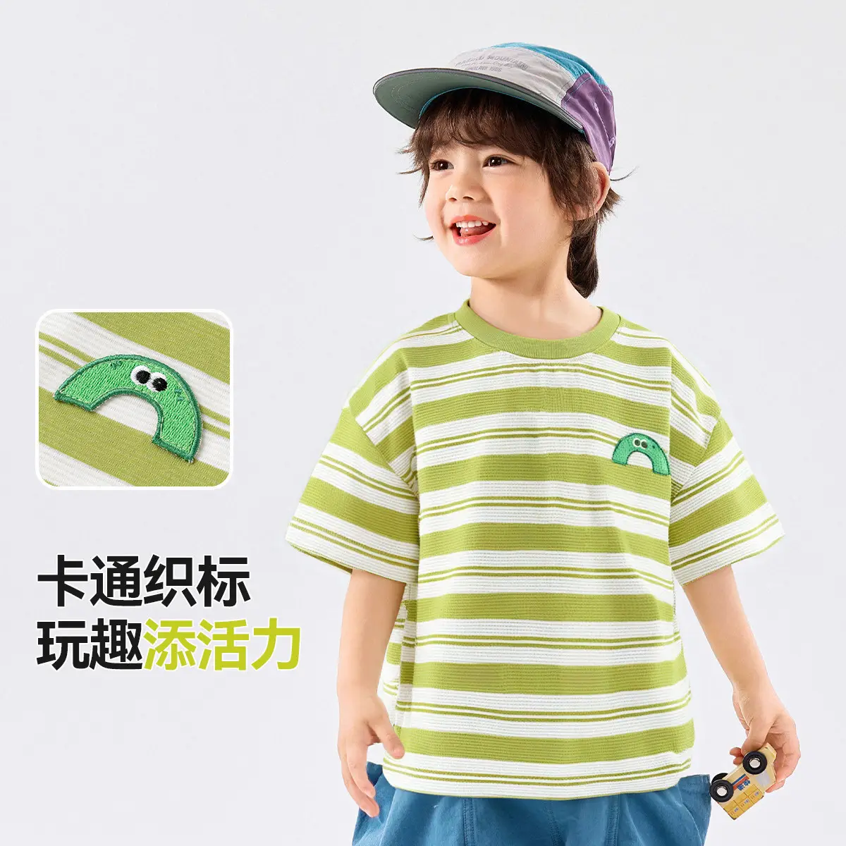 Dudui Striped Baby T-Shirt Green White Summer Boys - Image 5