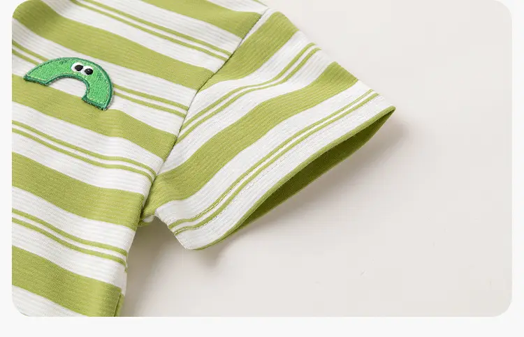 Dudui Striped Baby T-Shirt Green White Summer Boys — feature 10