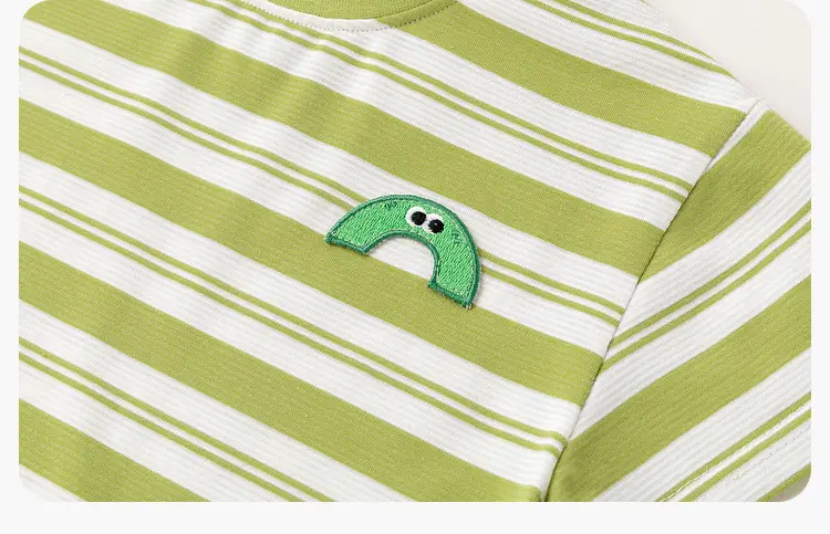 Dudui Striped Baby T-Shirt Green White Summer Boys — feature 11