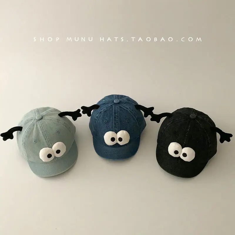 Blue Denim Korean Style Travel Sun Hat for Kids - Image 6