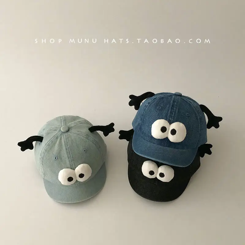 Blue Denim Korean Style Travel Sun Hat for Kids — feature 2