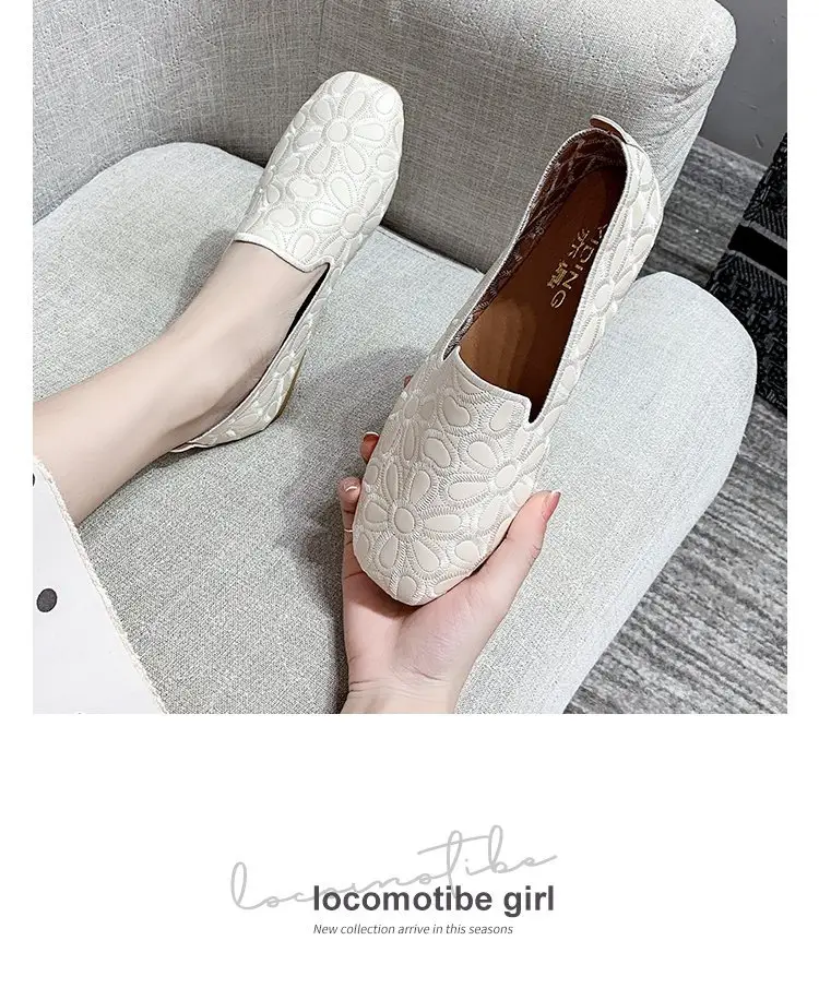 Women's Square Head Loafers White Leather 2025 — feature 6