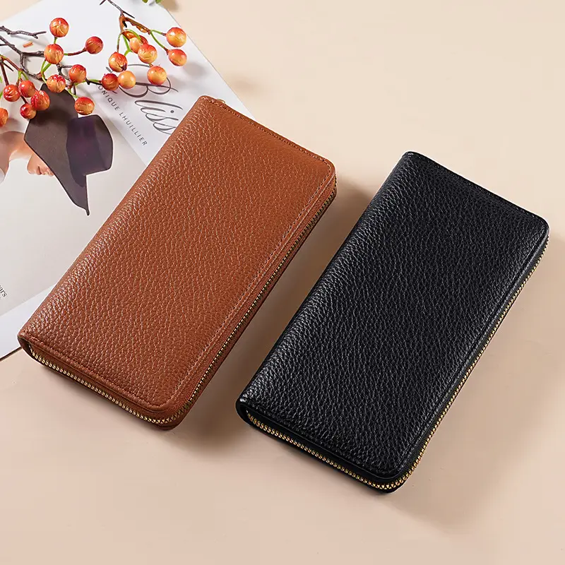 Green Genuine Leather Long Wallet for Women - Image 12