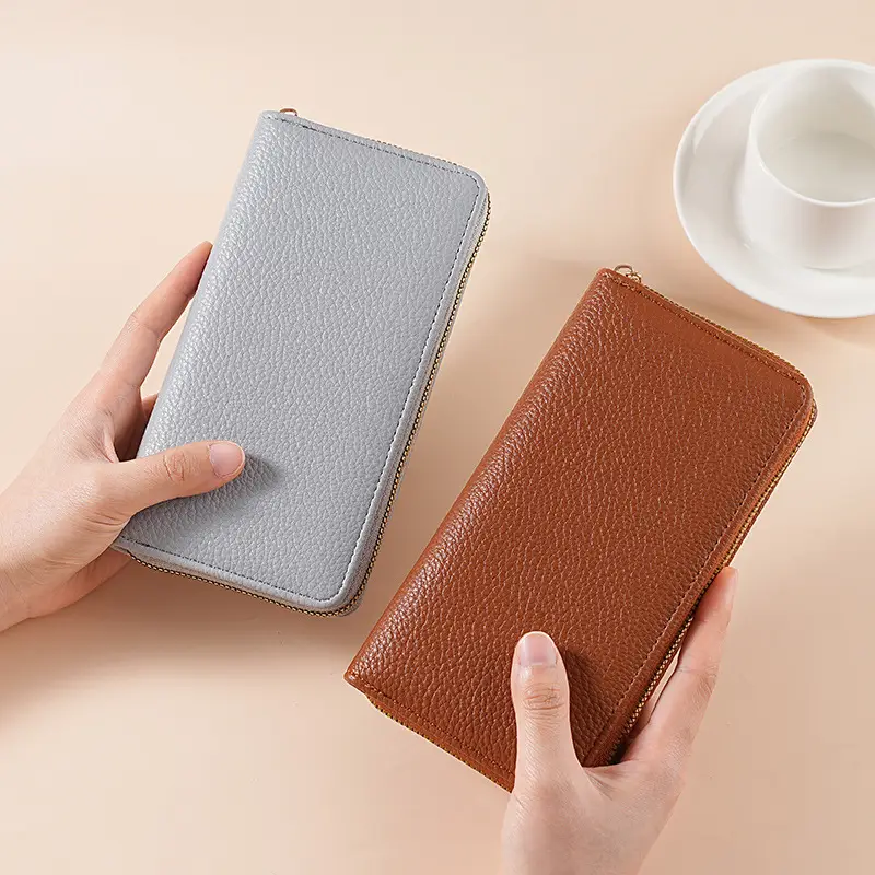 Green Genuine Leather Long Wallet for Women - Image 14