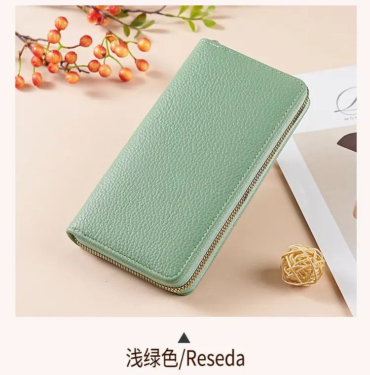 Green Genuine Leather Long Wallet for Women — feature 12