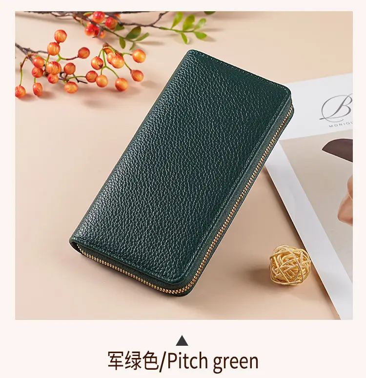 Green Genuine Leather Long Wallet for Women — feature 18