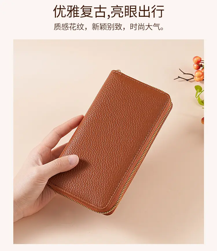 Green Genuine Leather Long Wallet for Women — feature 2