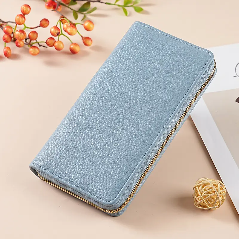 Green Genuine Leather Long Wallet for Women - Image 10