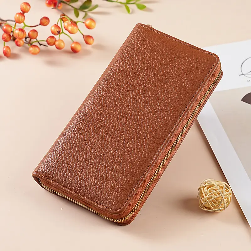 Green Genuine Leather Long Wallet for Women - Image 3