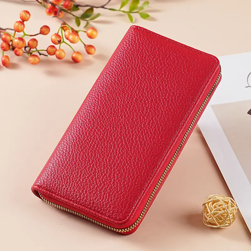 Green Genuine Leather Long Wallet for Women - Image 5