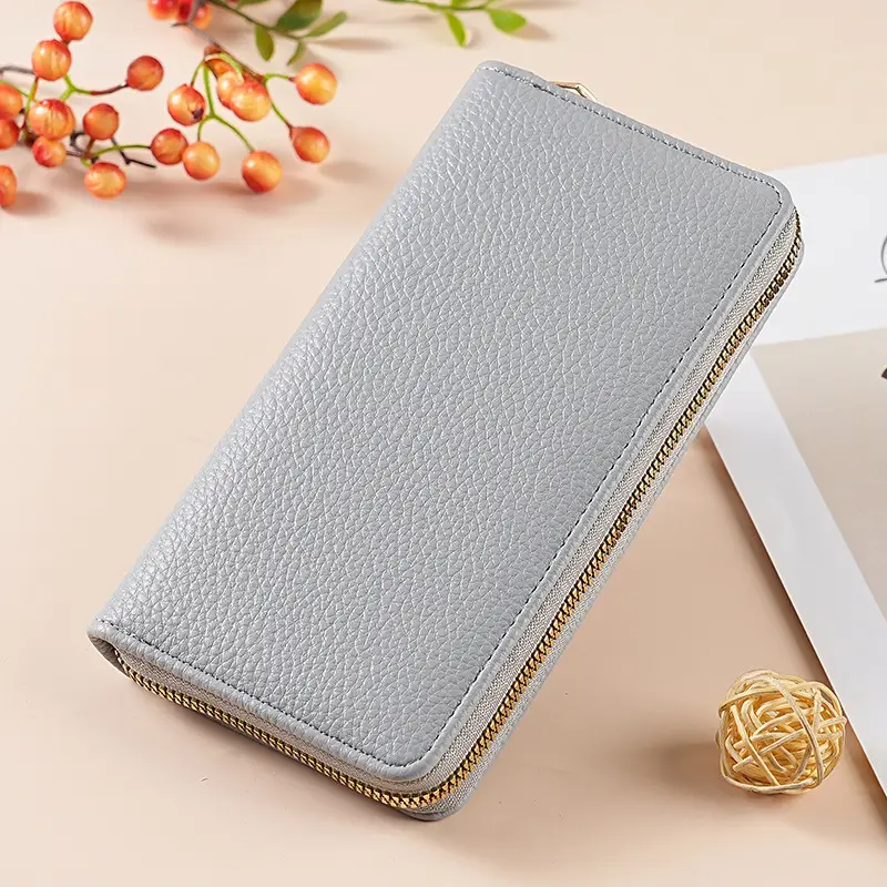 Green Genuine Leather Long Wallet for Women - Image 6