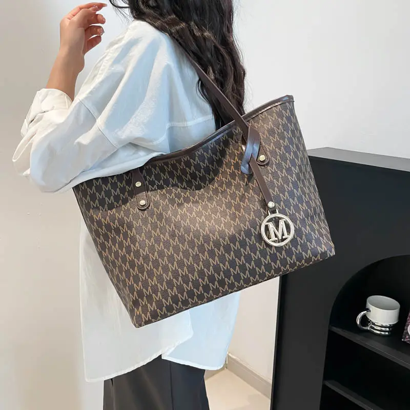 Women's 2025 Spring Shoulder Bag Large Capacity Brown Monogram - Image 6