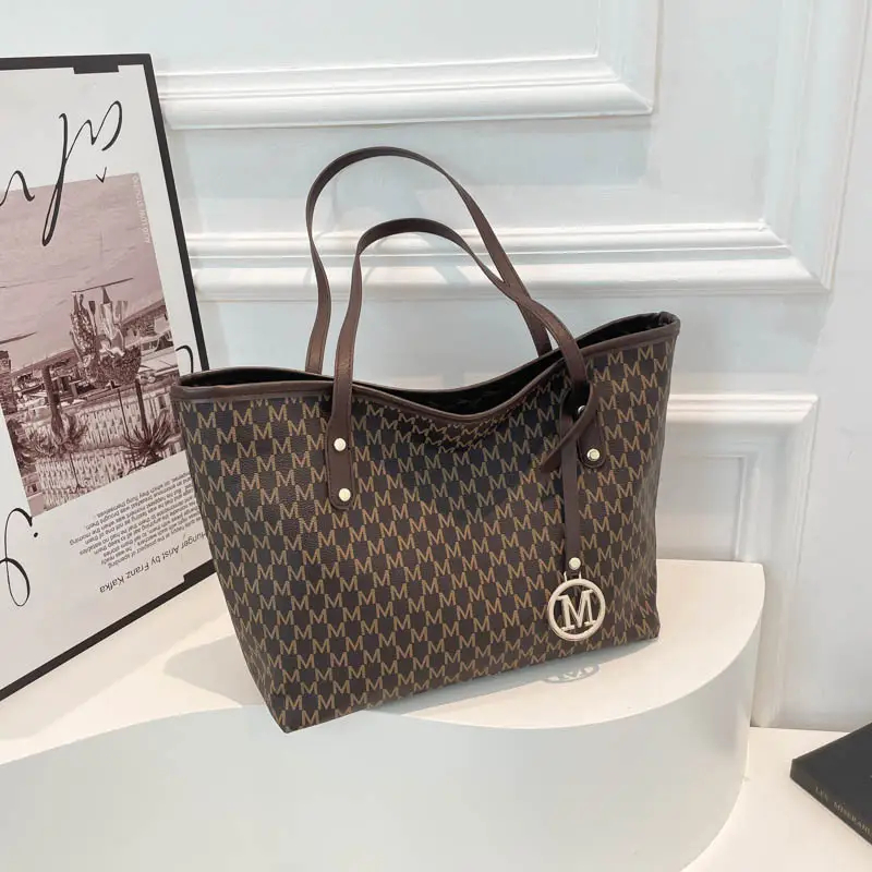 Women's 2025 Spring Shoulder Bag Large Capacity Brown Monogram - Image 2