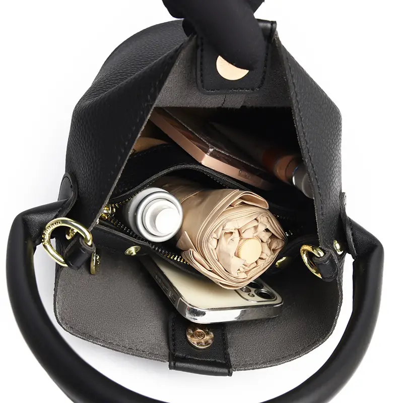 Women's Cream Bucket Bag with Bow 2025 - Image 7