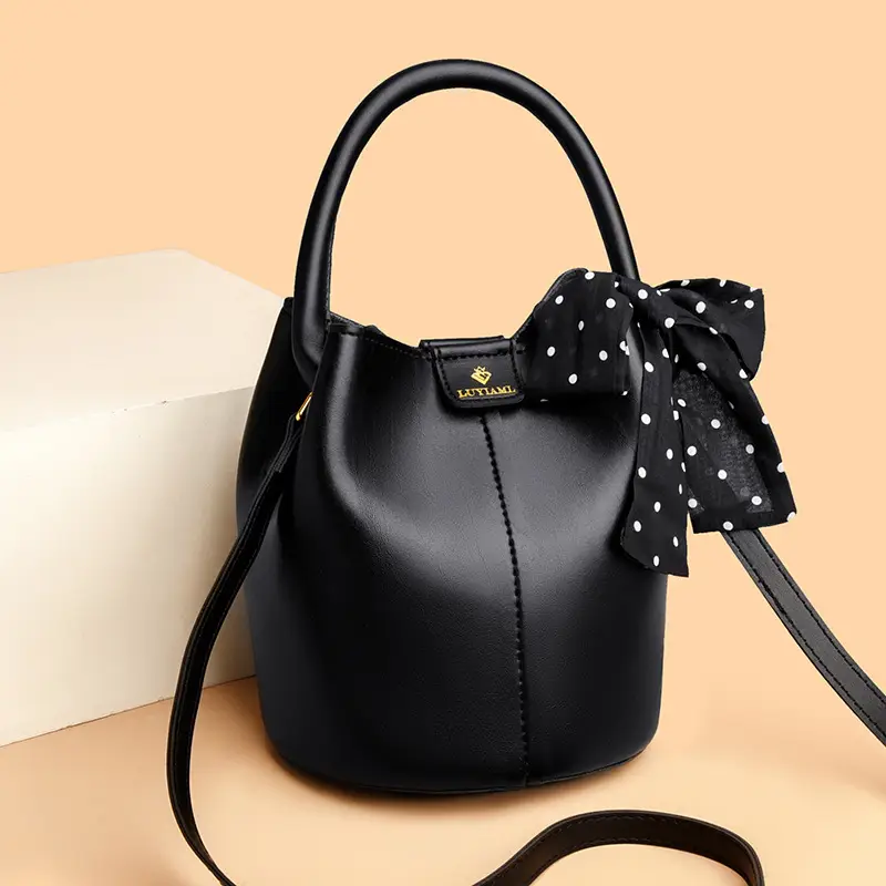 Women's Cream Bucket Bag with Bow 2025 - Image 8