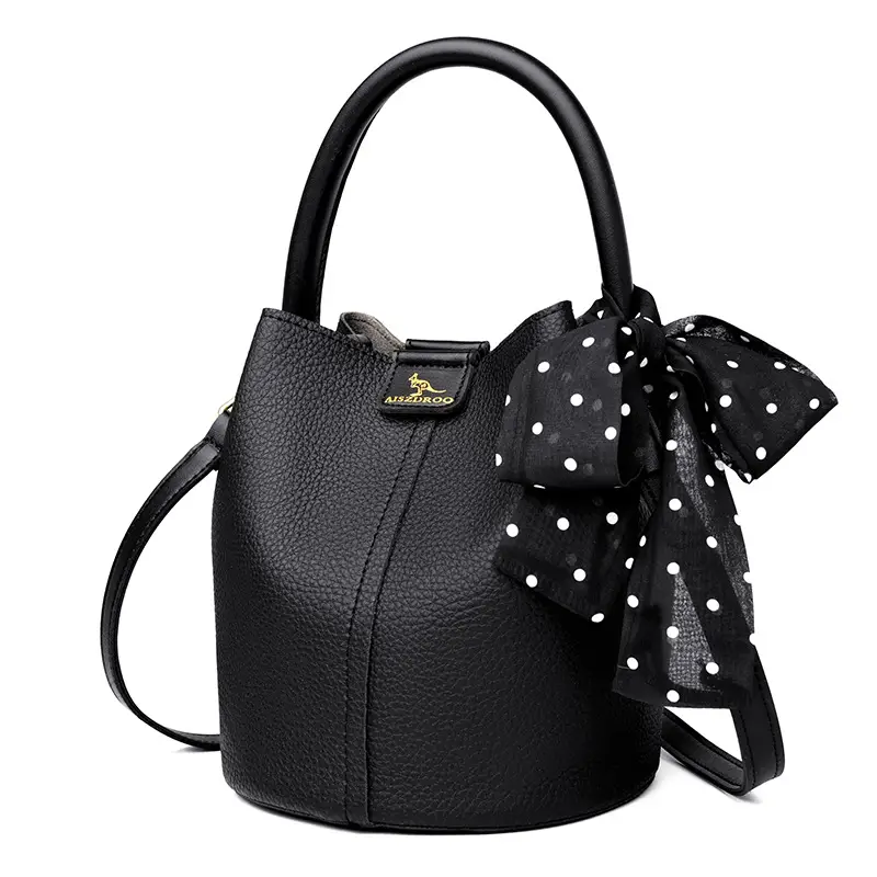 Women's Cream Bucket Bag with Bow 2025 - Image 9