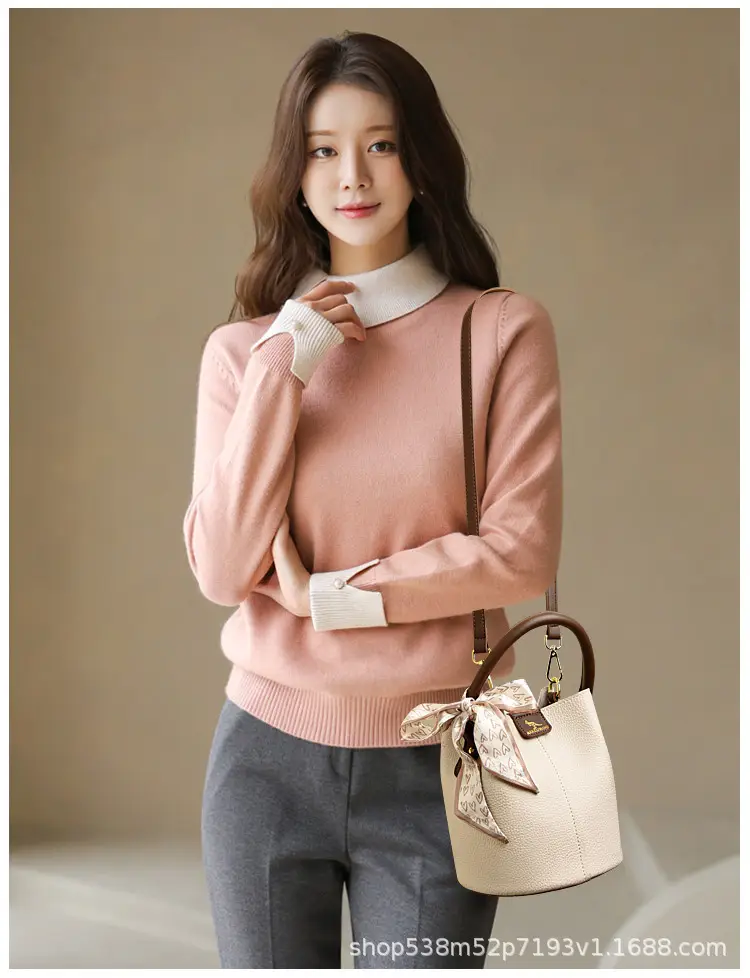 Women's Cream Bucket Bag with Bow 2025 — feature 14