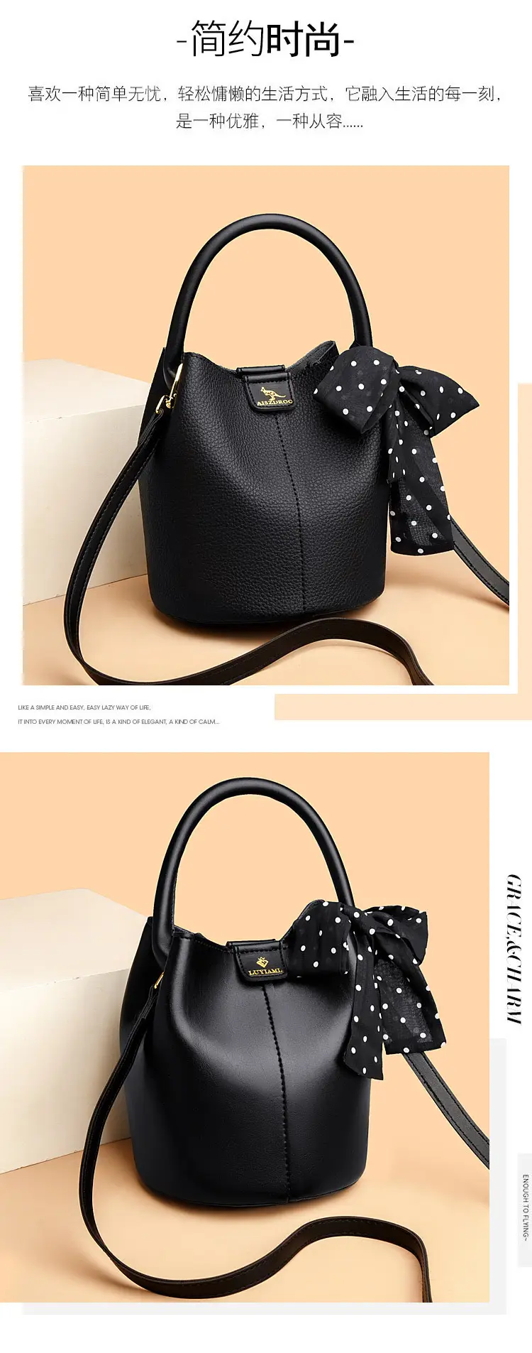 Women's Cream Bucket Bag with Bow 2025 — feature 5