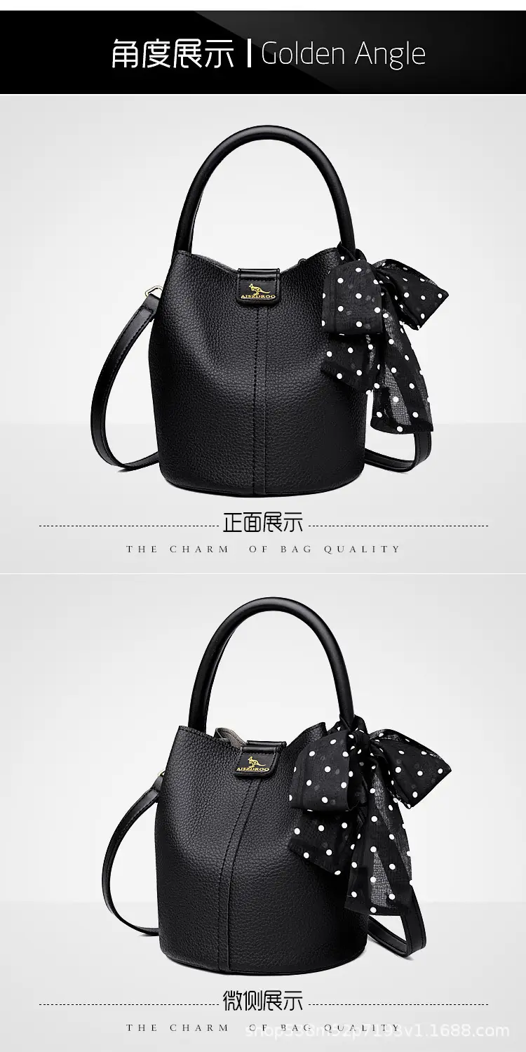Women's Cream Bucket Bag with Bow 2025 — feature 6