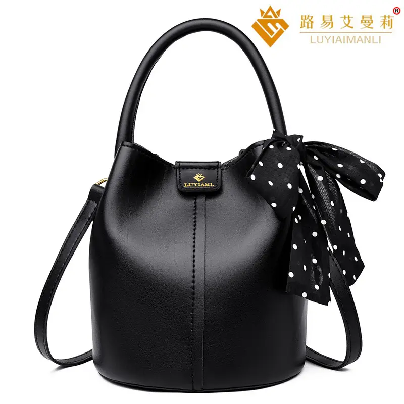 Women's Cream Bucket Bag with Bow 2025 - Image 2