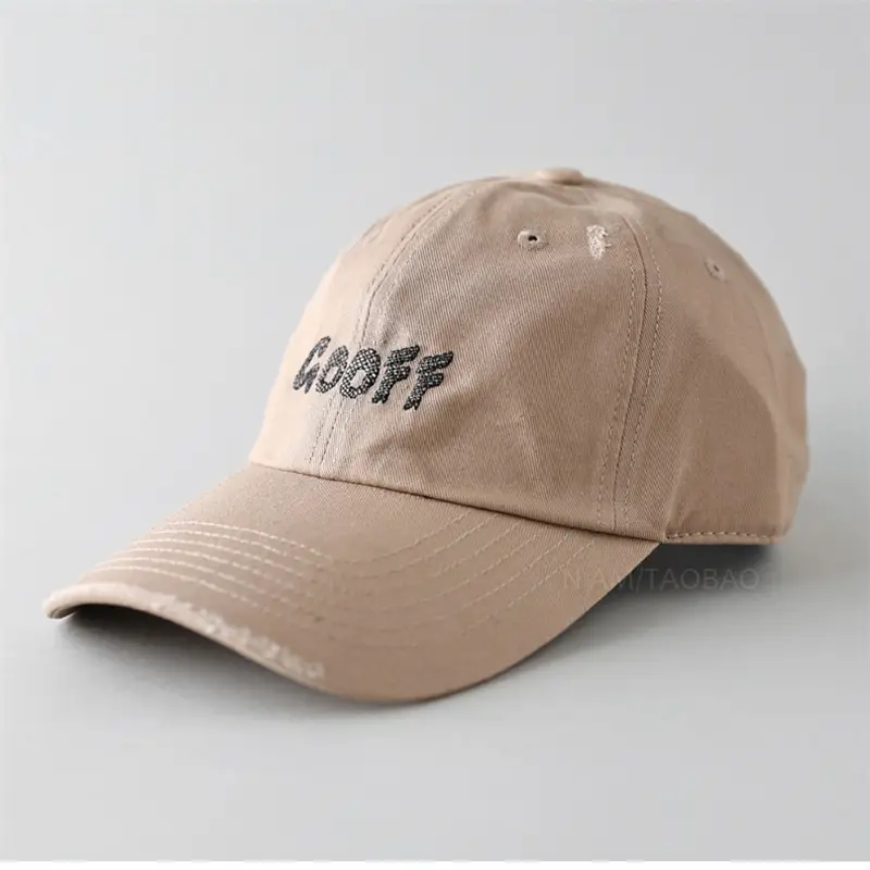 Beige Korean Letter Printed Baseball Cap for Women & Men - Image 7
