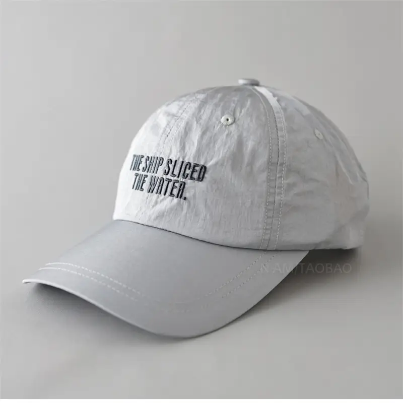 Men's Grey Embroidered Baseball Cap Quick-Drying - Image 8