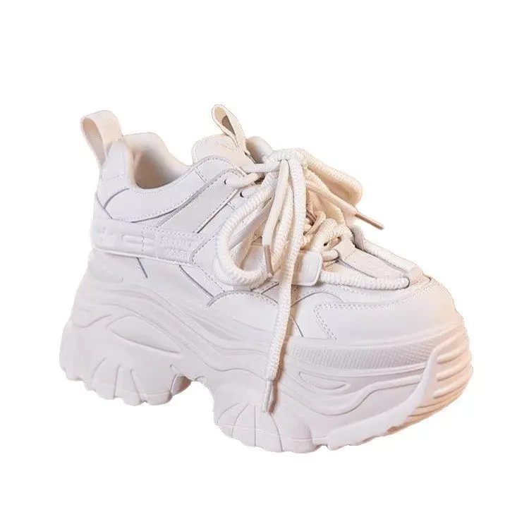 Women White Thick Casual Sneakers 9CM High
