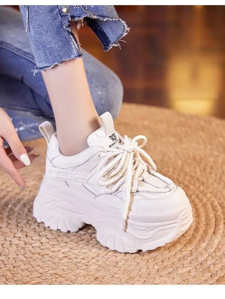Women White Thick Casual Sneakers 9CM High — feature 10