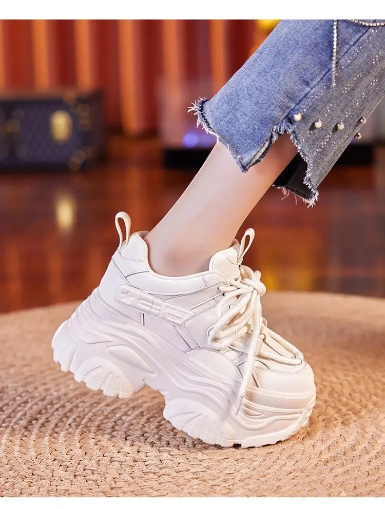 Women White Thick Casual Sneakers 9CM High — feature 11