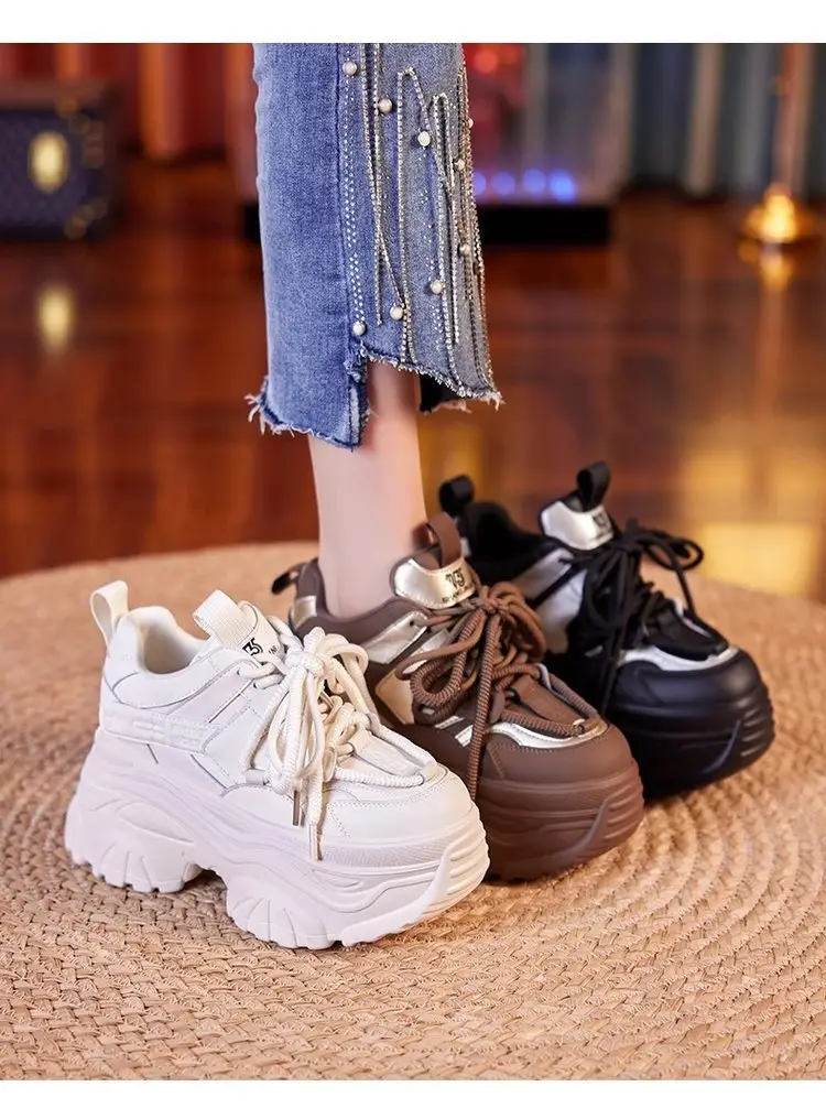 Women White Thick Casual Sneakers 9CM High — feature 12