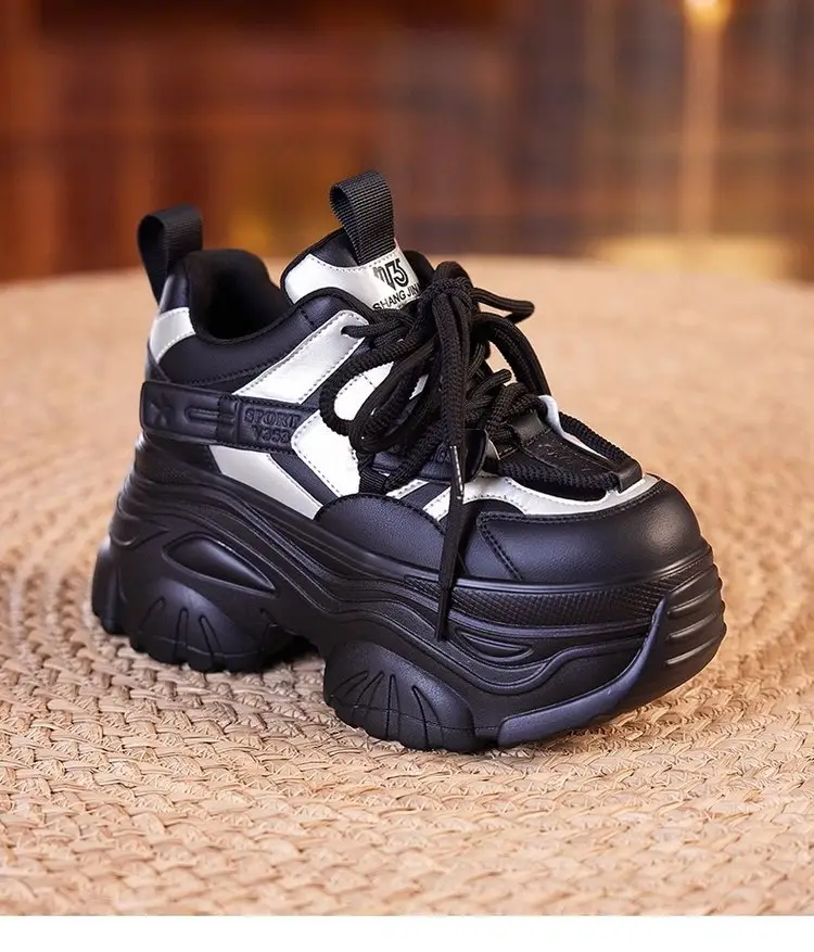 Women White Thick Casual Sneakers 9CM High — feature 14