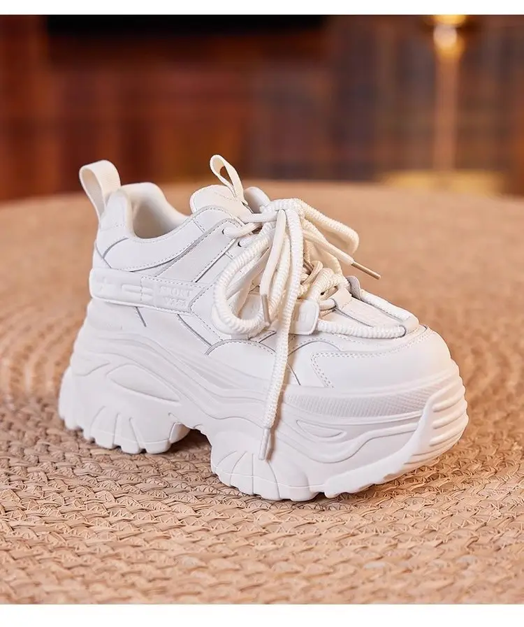 Women White Thick Casual Sneakers 9CM High — feature 15