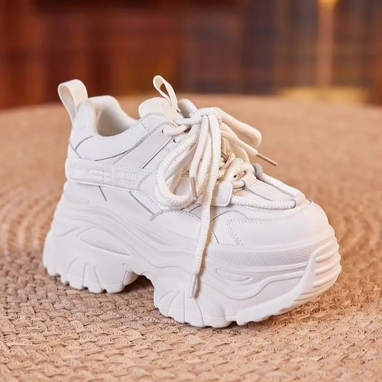Women White Thick Casual Sneakers 9CM High — feature 3