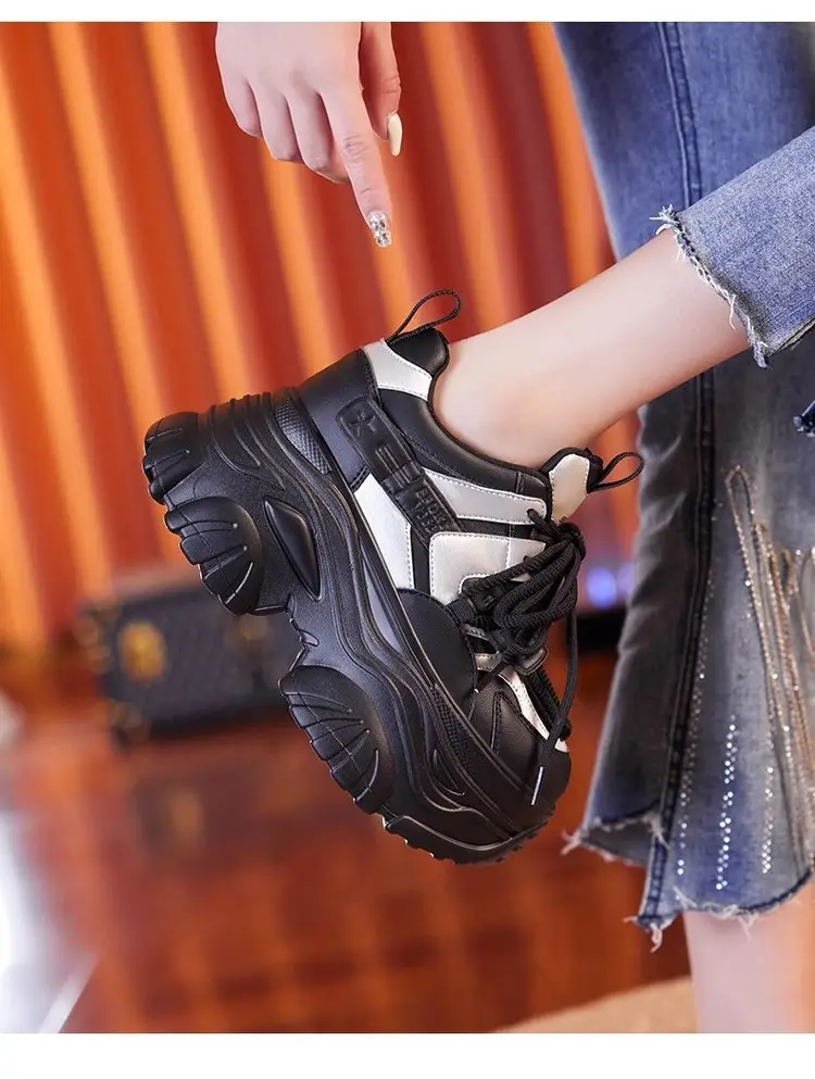 Women White Thick Casual Sneakers 9CM High — feature 6