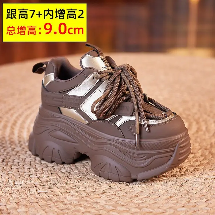 Women White Thick Casual Sneakers 9CM High