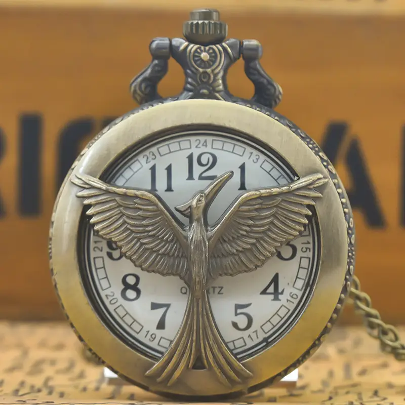 Bronze Retro Pocket Watch with Quilted Design - Image 3