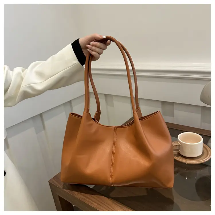 Black Leather Tote Bag with Handle for Women — feature 12