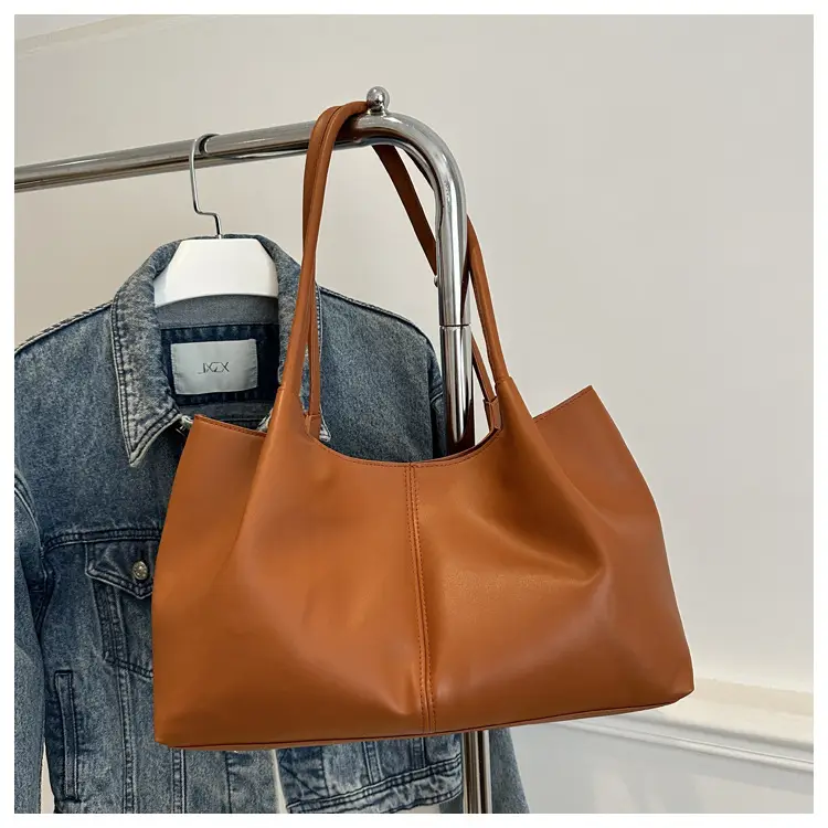 Black Leather Tote Bag with Handle for Women — feature 25