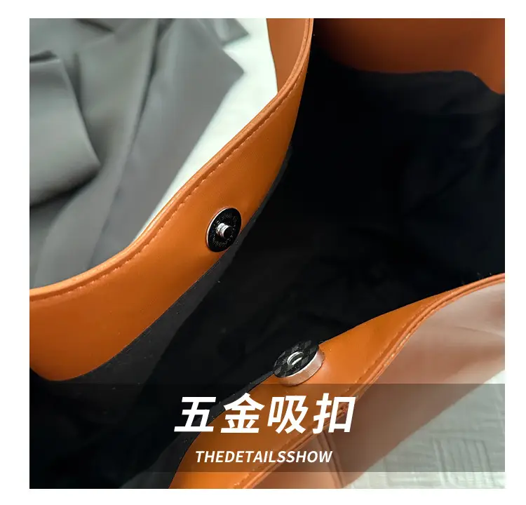 Black Leather Tote Bag with Handle for Women — feature 5