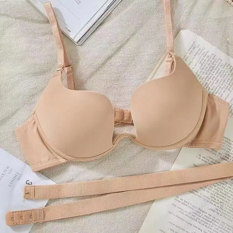 Sexy French Style Low-Corset Backless Invisible underwear Girl Super Gather Sexy Mango Cup Beautiful Back Small Bra — feature 10