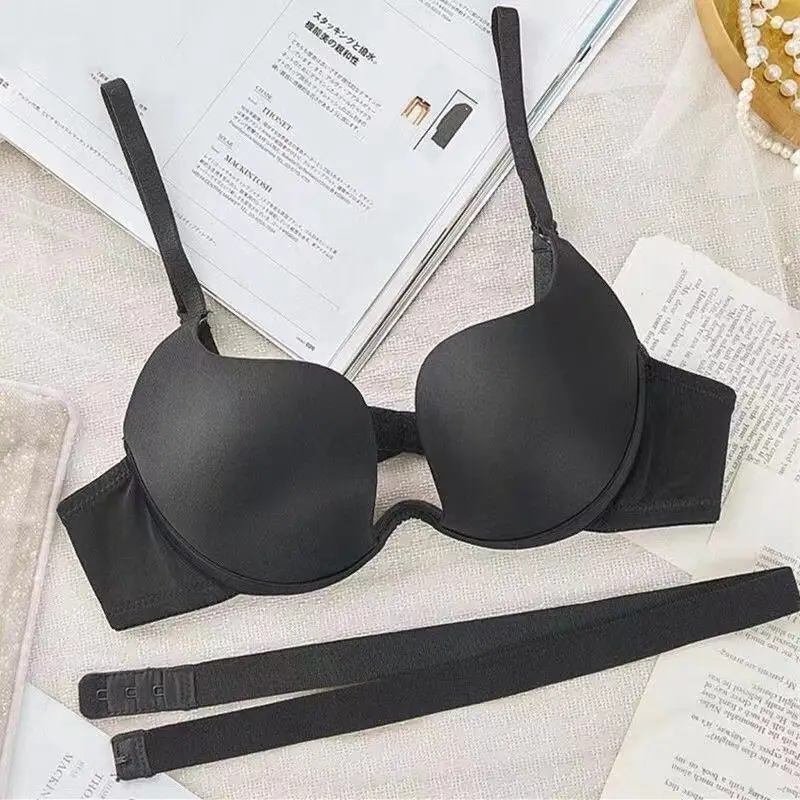 Sexy French Style Low-Corset Backless Invisible underwear Girl Super Gather Sexy Mango Cup Beautiful Back Small Bra — feature 9