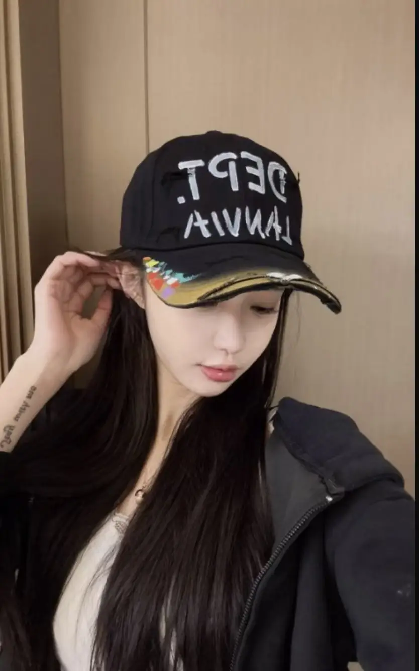 Women's Black Graffiti Cap with Colorful Embroidery — feature 14
