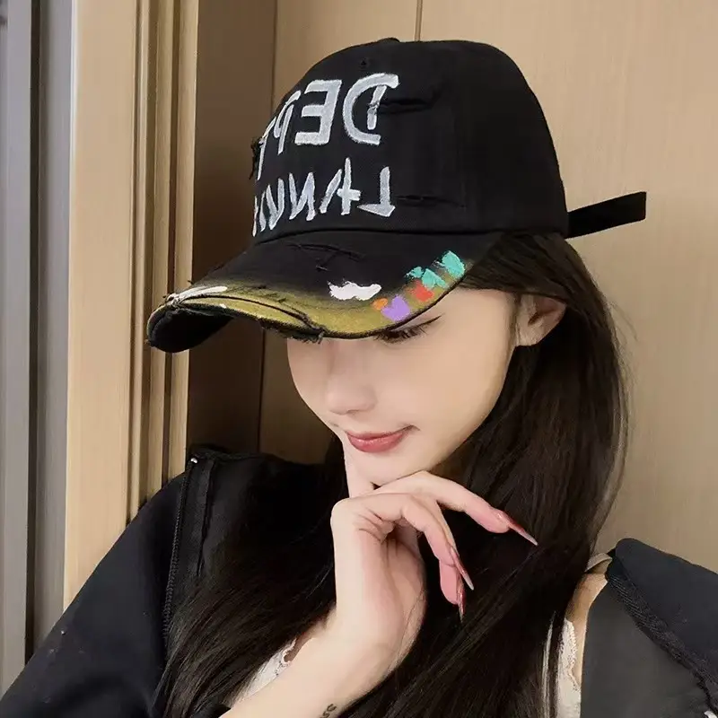 Women's Black Graffiti Cap with Colorful Embroidery — feature 16