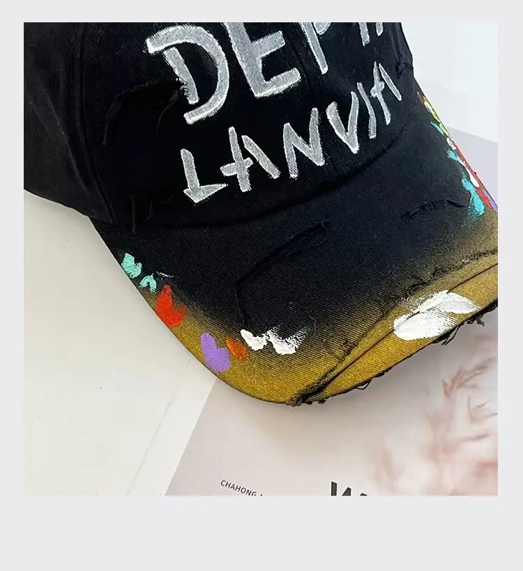 Women's Black Graffiti Cap with Colorful Embroidery — feature 22