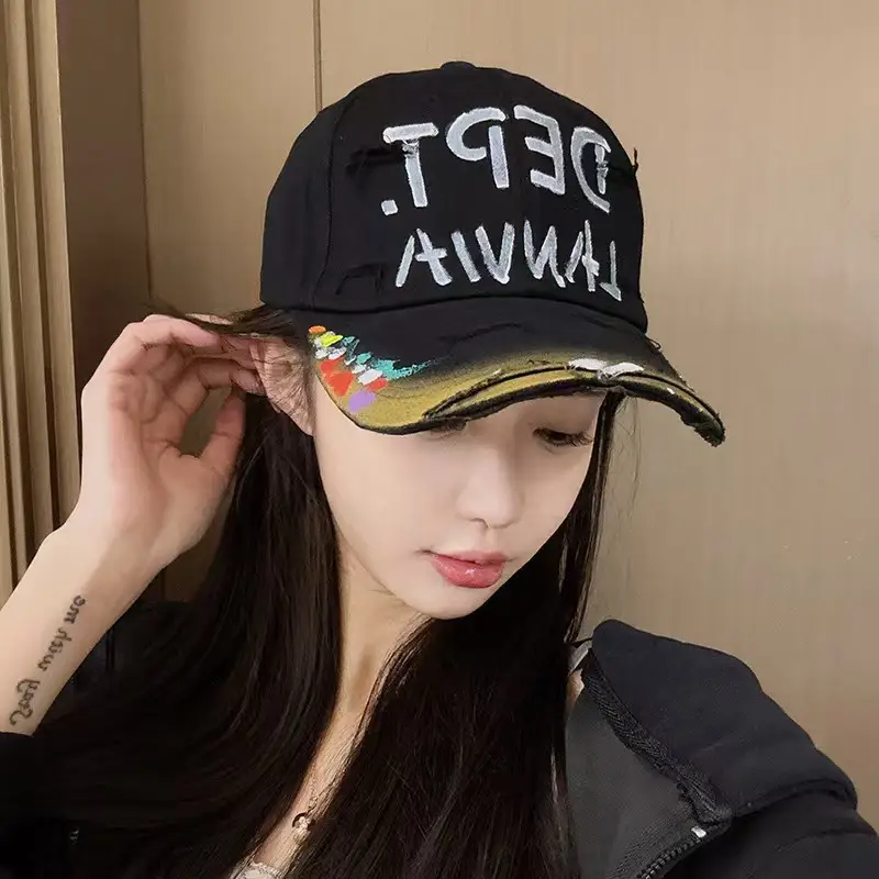 Women's Black Graffiti Cap with Colorful Embroidery — feature 6