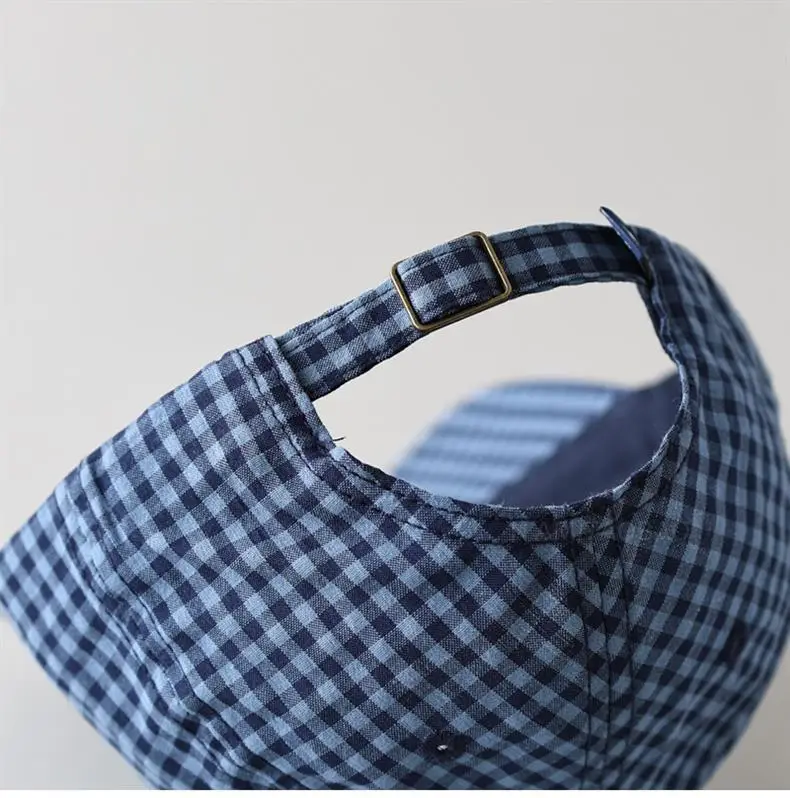 Men's Pink Checkered Baseball Cap with Duck Tongue Label — feature 11