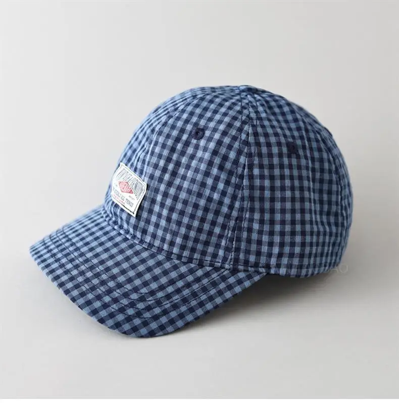 Men's Pink Checkered Baseball Cap with Duck Tongue Label — feature 8